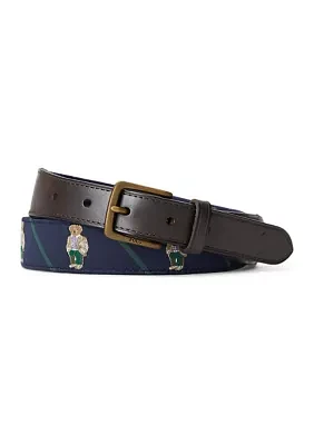 Polo Bear Leather Trim Belt