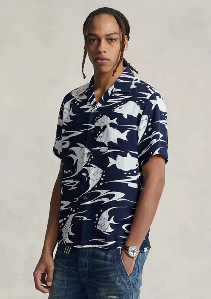 Short-Sleeve Printed Camp Shirt for Men