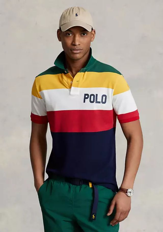 Belk Classic Fit Striped Mesh Polo Shirt | The Summit