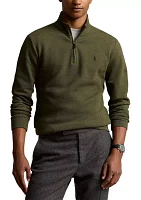 Double Knit Mesh Quarter Zip Pullover Sweatshirt