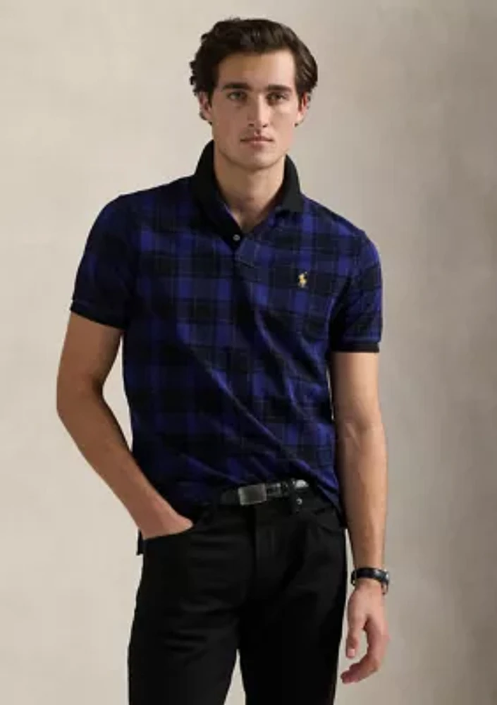 Custom Slim Fit Plaid Mesh Polo Shirt