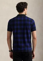 Custom Slim Fit Plaid Mesh Polo Shirt