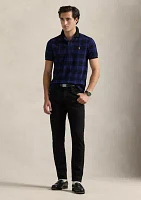 Custom Slim Fit Plaid Mesh Polo Shirt