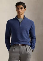 Mesh-Knit Cotton Quarter-Zip Sweater