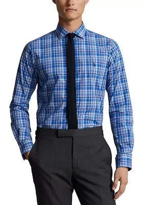 Classic Fit Plaid Stretch Poplin Shirt