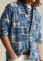 Classic Fit Patchwork Madras Camp Shirt