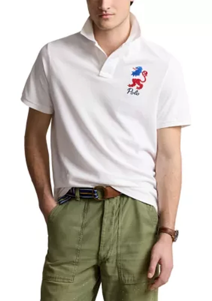 Classic Fit Embroidered Mesh Polo Shirt