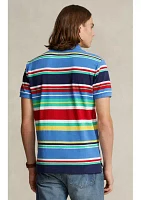 Classic Fit Striped Mesh Polo Shirt