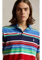 Classic Fit Striped Mesh Polo Shirt