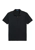 Classic Fit Stretch Mesh Zip Polo Shirt