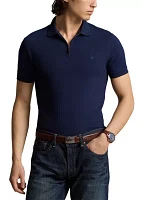 Classic Fit Stretch Mesh Zip Polo Shirt