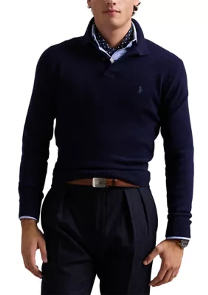 Wool-Cashmere Polo-Collar Sweater