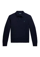 Wool-Cashmere Polo-Collar Sweater