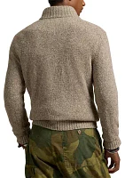 Speckled Wool-Blend Mock Neck Sweater