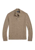 Speckled Wool-Blend Mock Neck Sweater