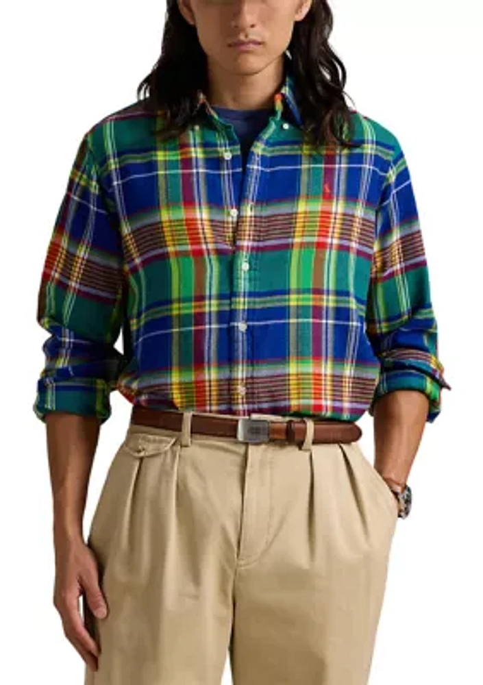 Classic Fit Plaid Brushed Flannel Shirt