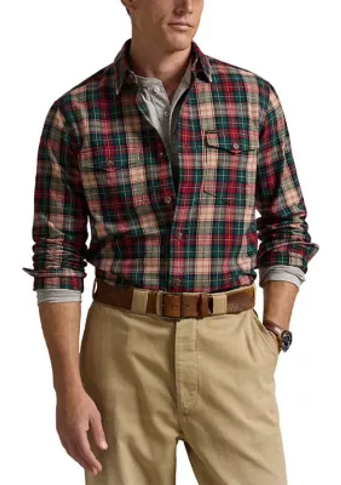 Classic Fit Plaid Brushed Oxford Shirt