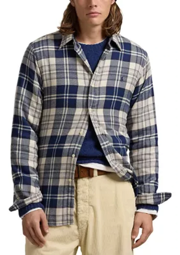 Classic Fit Plaid Brushed Flannel Shirt