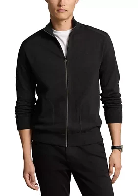 Hybrid Full Zip Mock Neck Sweater