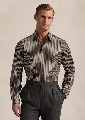 Classic Fit Striped Stretch Poplin Shirt