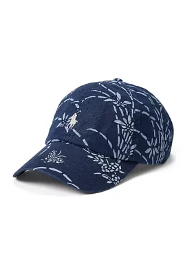 Tropical Indigo Linen Ball Cap