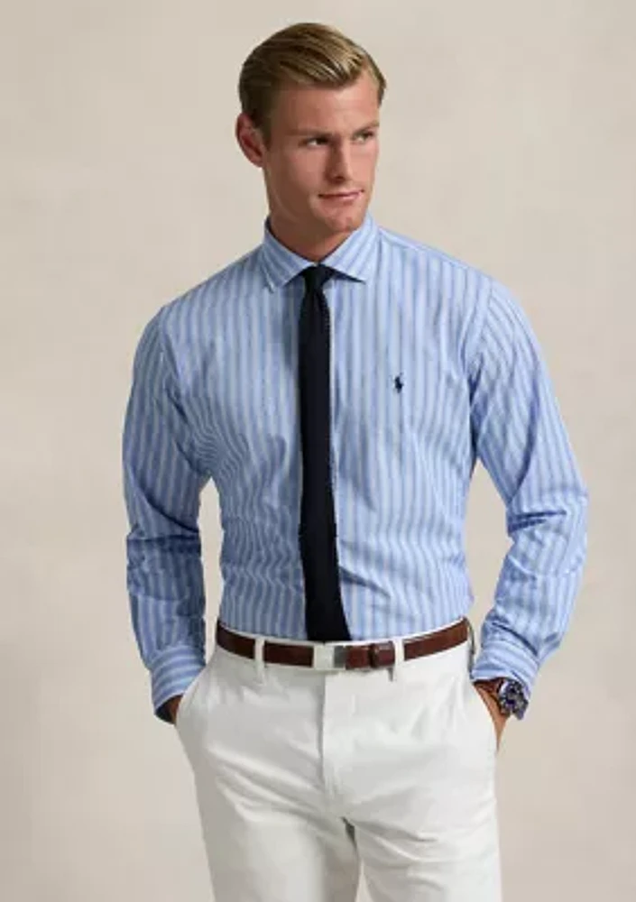 Classic Fit Striped Stretch Poplin Shirt