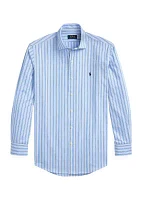 Classic Fit Striped Stretch Poplin Shirt