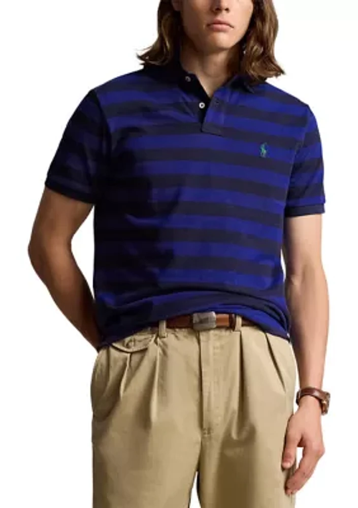 Classic Fit Striped Mesh Polo Shirt