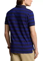 Classic Fit Striped Mesh Polo Shirt