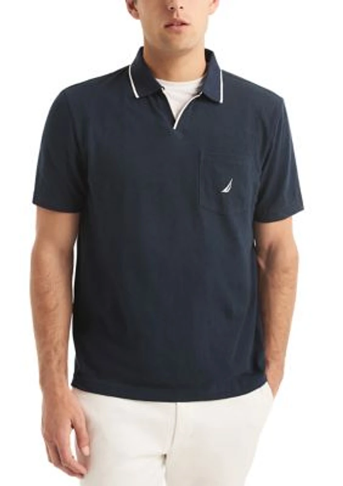 Linen Johnny Collar Polo Shirt