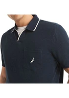 Linen Johnny Collar Polo Shirt