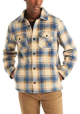 Plaid Faux Shearling Button Up Shirt