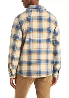 Plaid Faux Shearling Button Up Shirt