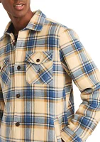 Plaid Faux Shearling Button Up Shirt