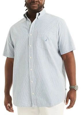 Big & Tall Seersucker Printed Short Sleeve Shirt