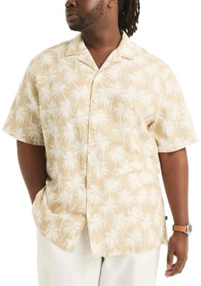 Big & Tall Printed Camp Linen Short Sleeve Shirt