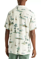 Big & Tall Linen Cotton Palm Print Shirt