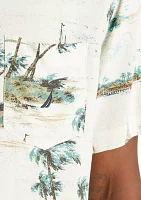 Big & Tall Linen Cotton Palm Print Shirt