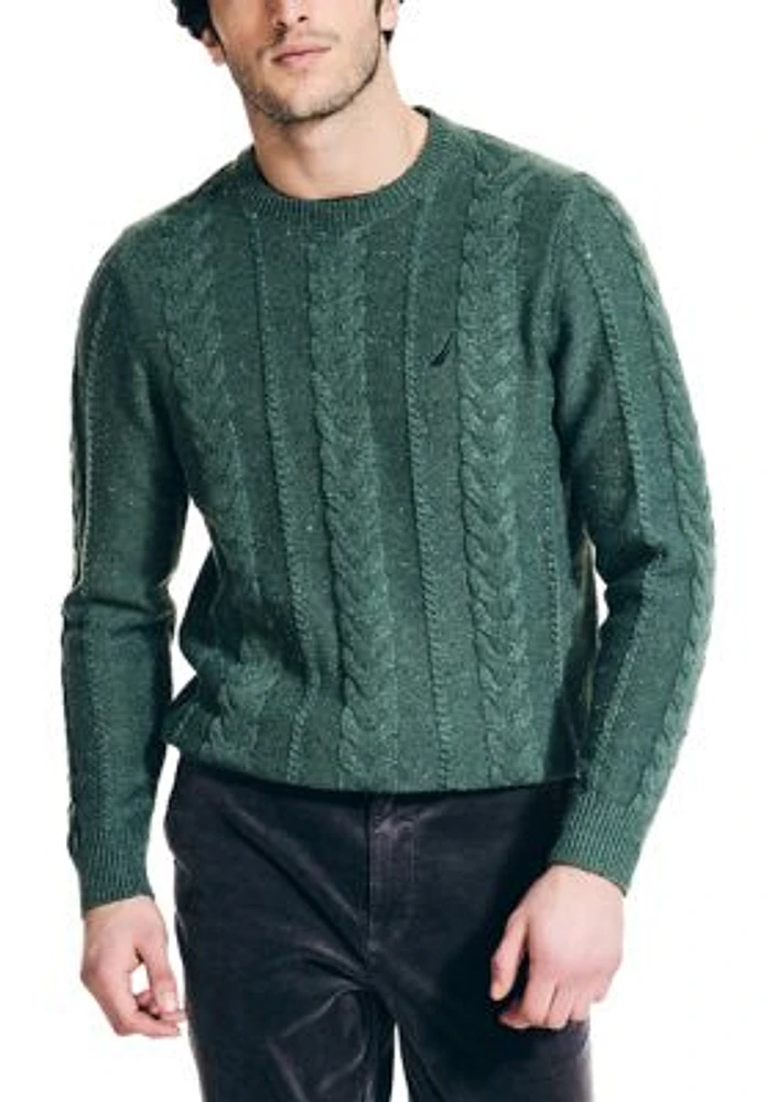 Sustainably Crafted Cable Knit Crew Neck Sweater