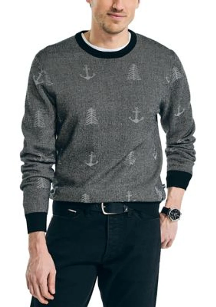 Sustainably Crafted Printed Crew Neck Sweater