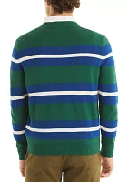 Striped Textured Crew Neck Sweatshirt