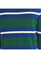 Striped Textured Crew Neck Sweatshirt