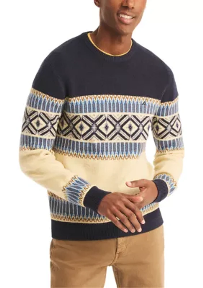 Sustainably Crafted Fair Isle Crew Neck Sweater