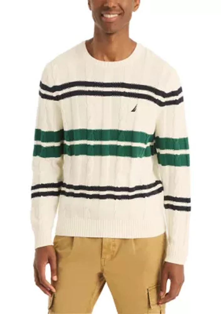 Striped Cable-Knit Sweater