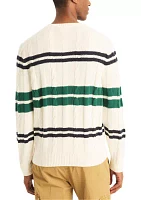 Striped Cable-Knit Sweater