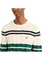 Striped Cable-Knit Sweater