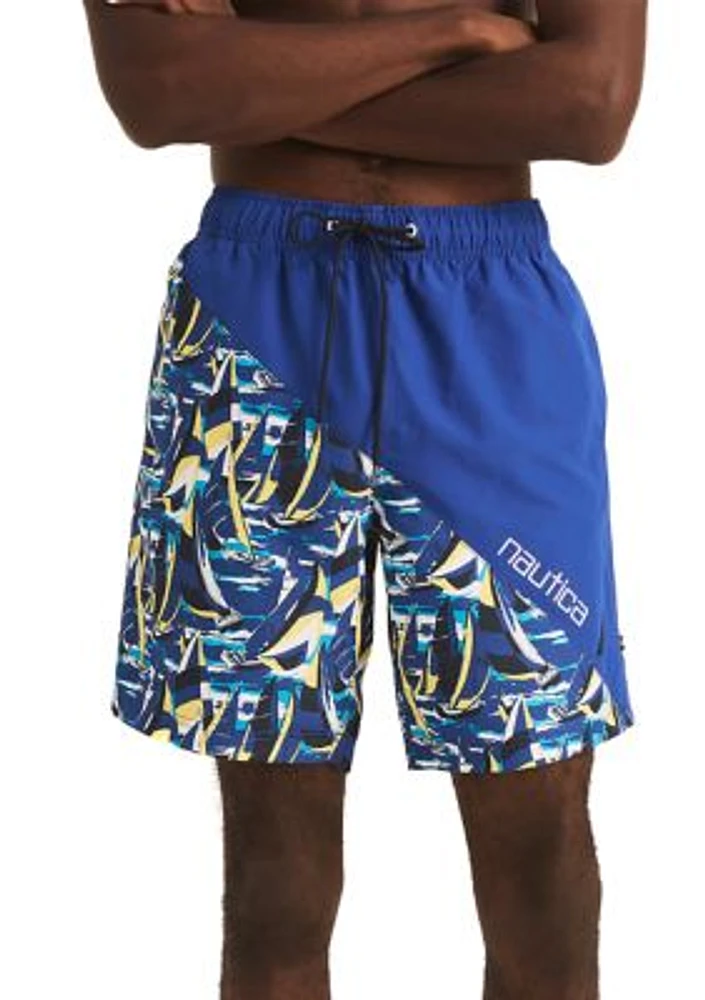 8" Diagonal Stripe Quick-Dry Swim Trunks