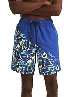 8" Diagonal Stripe Quick-Dry Swim Trunks