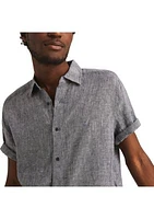 Short Sleeve Solid Linen Button Up Shirt