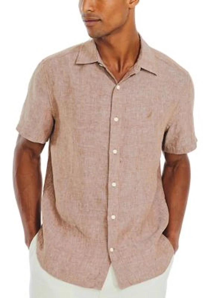 Solid Linen Short Sleeve Shirt